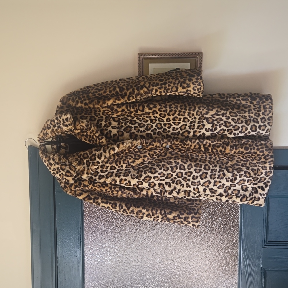 Leopard Print Faux Fur Coat